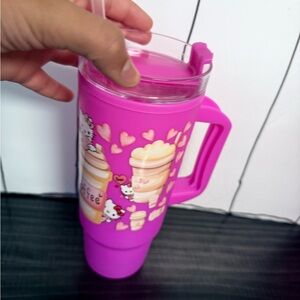 Pink Travel Mug with Cute Heart Design